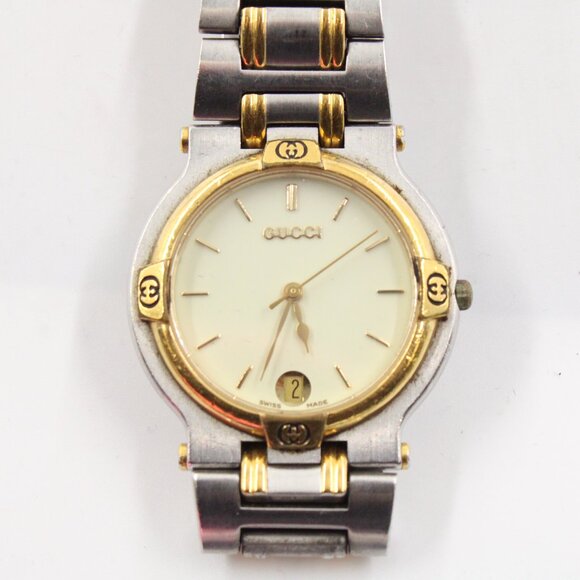 Pre-Loved Vintage Gucci 9000M 25mm Silver & Gold-Tone Wristwatch Quartz Movement - Picture 3 of 9